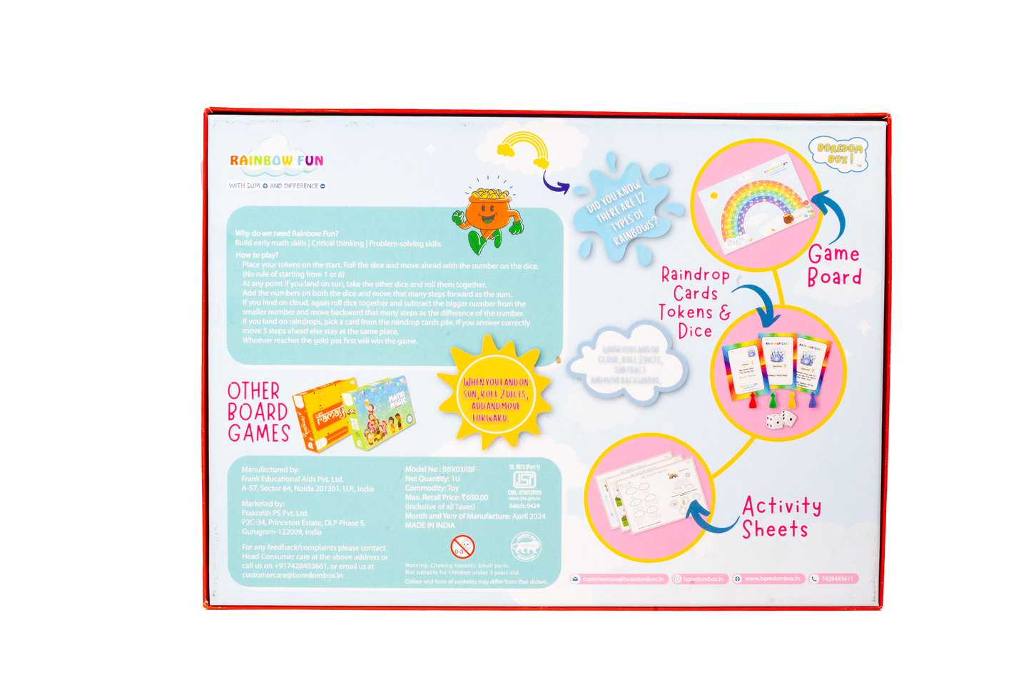 RAINBOW FUN BOARD GAME AND ACTIVITY BOX